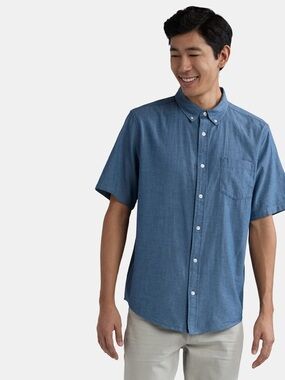 George Men's Short-Sleeve Button-Down Shirt in Blue Denim